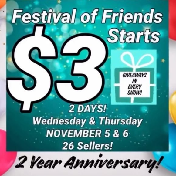 Tops - Threedogeggs 11/6 Festival of Friends 2 YEAR Anniversary ❤️ ALL $3 Starts 🎉